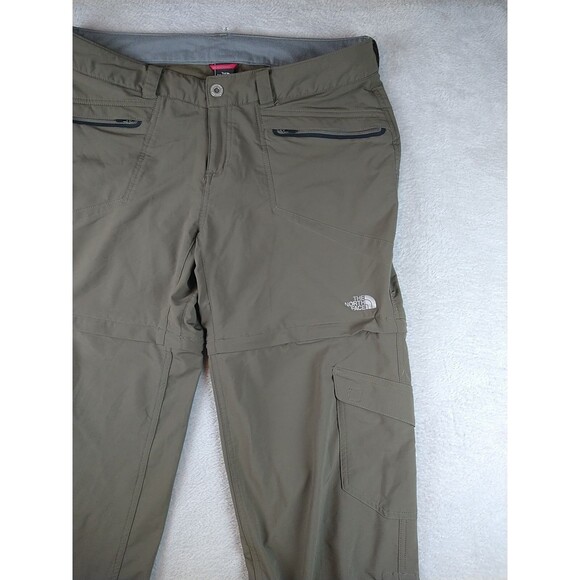 North Face Women's 14 Pants Convertible Zip Off OD Green Gorpcore Cargo Pockets - Picture 2 of 14